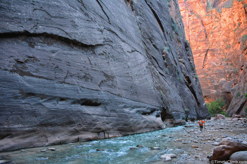 The Zion Narrows - http://www.timetoclimb.com/hiking/exploring-zion-narrows/