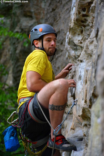 Corey Day climbing "Plate Tectonics" in Red River Gorge