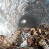 Deep inside a glacial cave. Sandy Glacier ice caves.