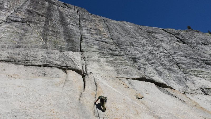 Climbing in Tuolumne Meadows with John Durr. This here is a great climb called Holdless Horror. Summer 2015.