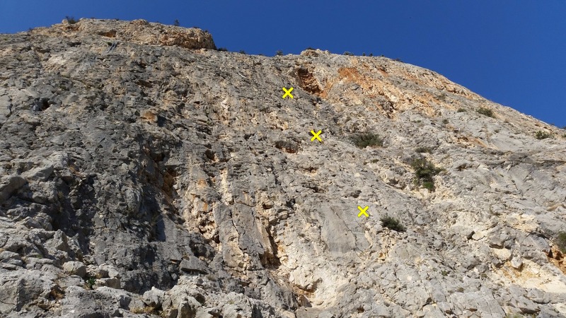 View from the bottom with the first three anchors.