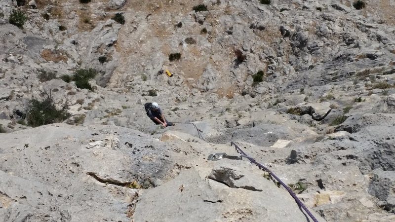 Ivo following the 6b+ crux