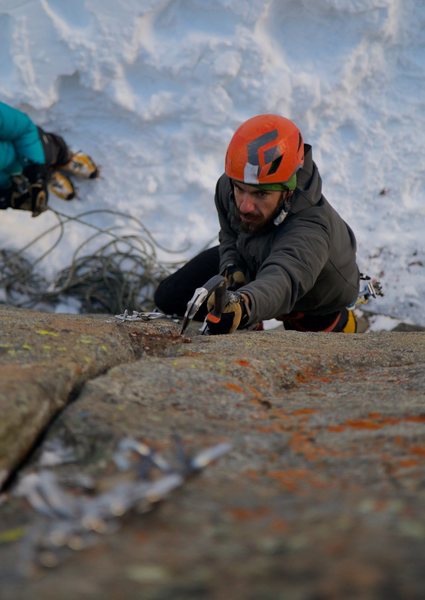 Chance Traub making the third ascent of Wicket.