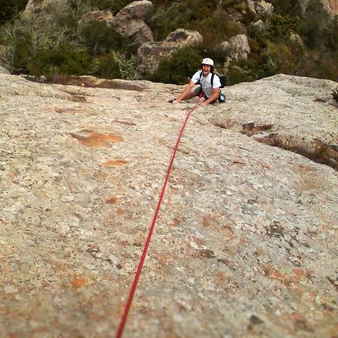 2nd coming up Sunnyside on Bishop's Peak. 4 bolts to an easy runout section.