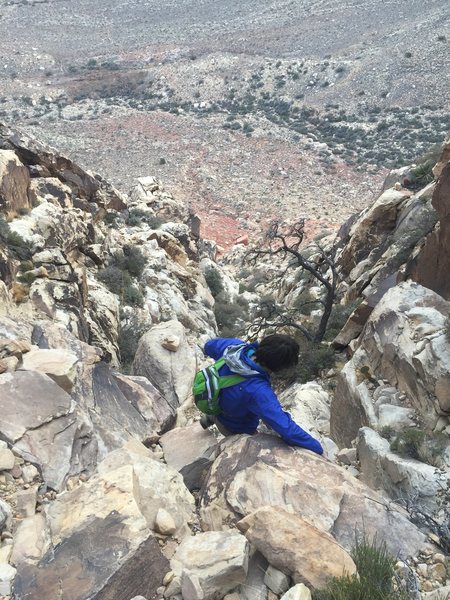 The descent gulley.