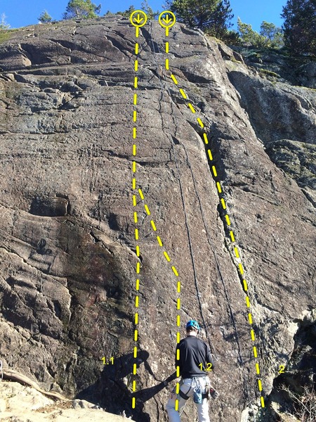 1.1 Sodo Mojo (5.8), 1.2 Sodo Mojo Variation (5.10a) and 2. The Stinger (5.6)