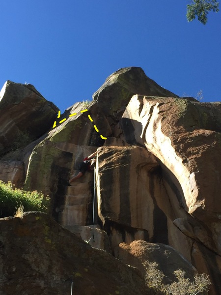 Old Walley heads out left at the small bulge on awkward holds...