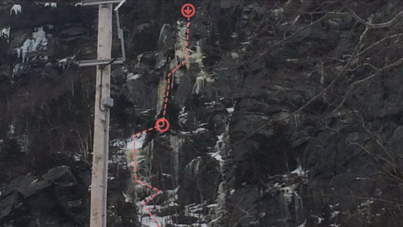 The route is roughly just left of the line.