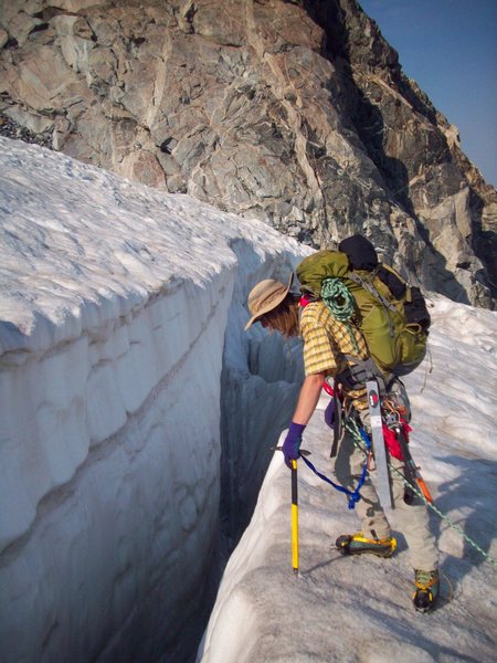 Crevasse on Sphinx glacier, which faces you as you descend from Bonney pass.