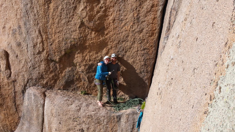 Center Route on Cynical Pinnacle with Mike C. January 23rd. 2016. Fantastic Colorado winter day. Laura and Lee shown here climbing Wunsch's.