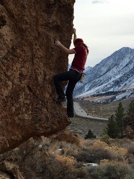 Enjoying the moves on The Arete, V3
