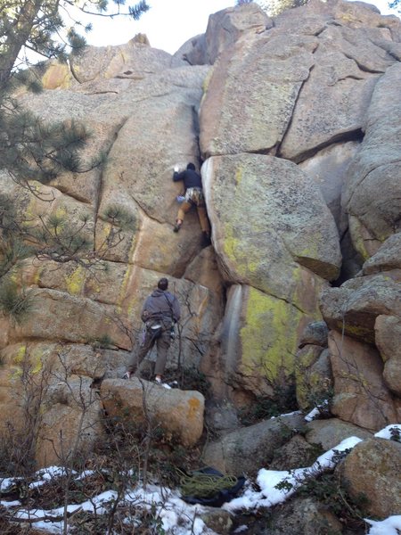 In the crux moves.