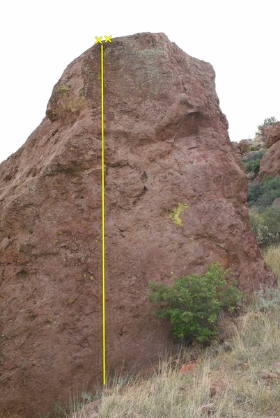 Beer Bucket boulder, with Beer Bucket TR line shown.