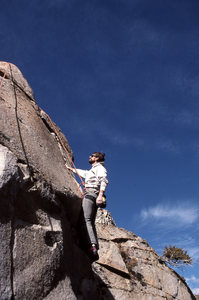 'Zappa' Dave Austin top-roping the "Panderer" (5.10b) in September 1991.