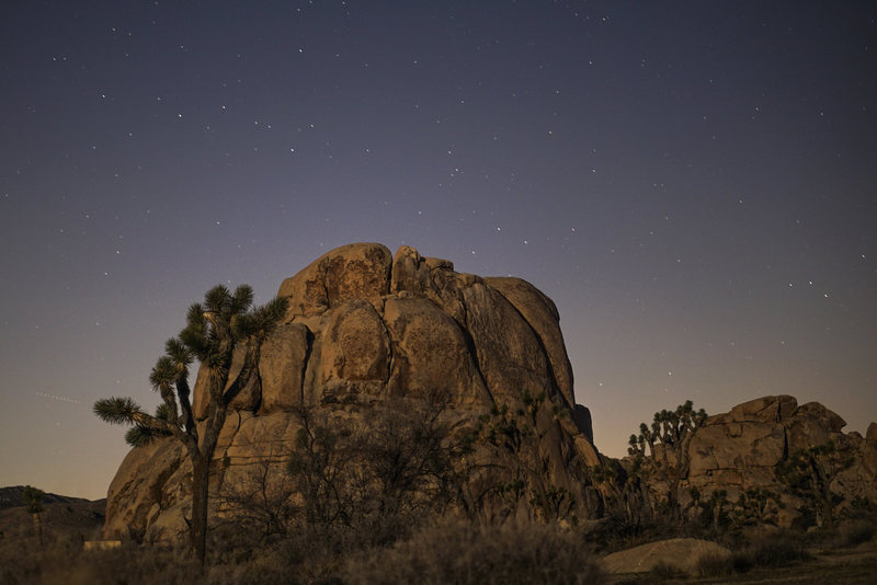 Intersection Rock by moonlight. Hidden Valley Campground. 2016.