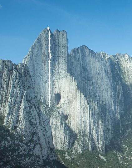 The striking wall of Pico Independencia, Parque La Huasteca, Mexico