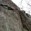 Robin seconding through the P1 of the Chris Wex Don Traverse