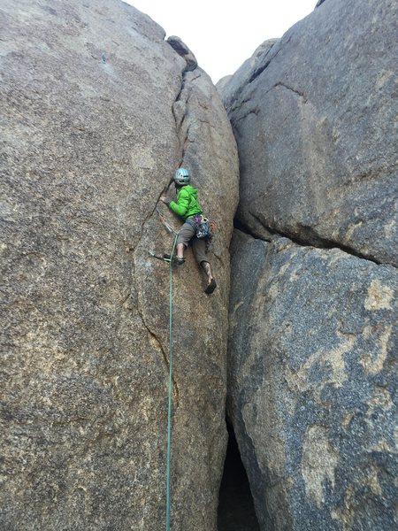 Getting into easier terrain. First Ascent.