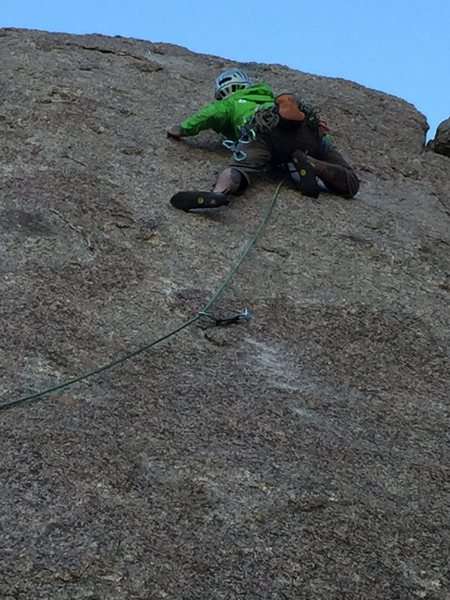 Moving through the hard section near the 4th bolt.