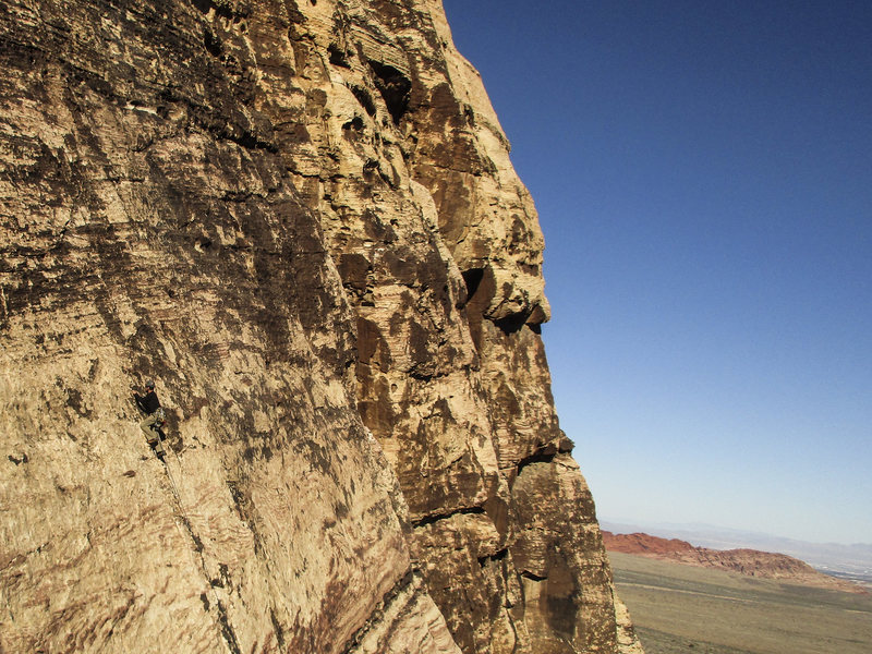 Unknown climber on Birdland, pitch 4. Feb 7, 2016.