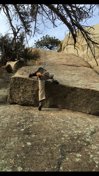 The crux. The rest of this route is no harder than 5.8.