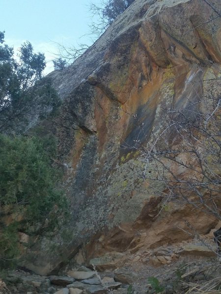 Climb left of Blood Moon at the Dark Side of Morrison Boulders