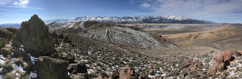 Beautiful February day at the Washoe Boulders! Photo taken looking West towards Washoe Lake and Mt. Rose wilderness area.