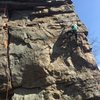 My gf leading her first 5.8, i told her it was 5.7 oops, oh well she sent it. 