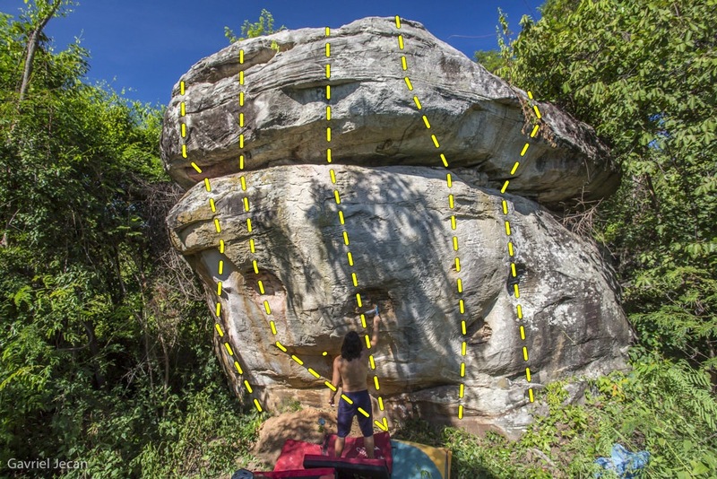 King of bouldering boulder, West Eucalyptus section, Nam Phong bouldering area. This boulder has bunch of problems starting from V2 to V8.