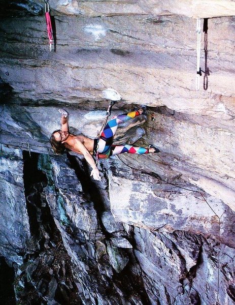 Porter Jarrard on Lactic Acid Bath (5.12d), Kaymoor <br>
<br>
Photo by John Mallery