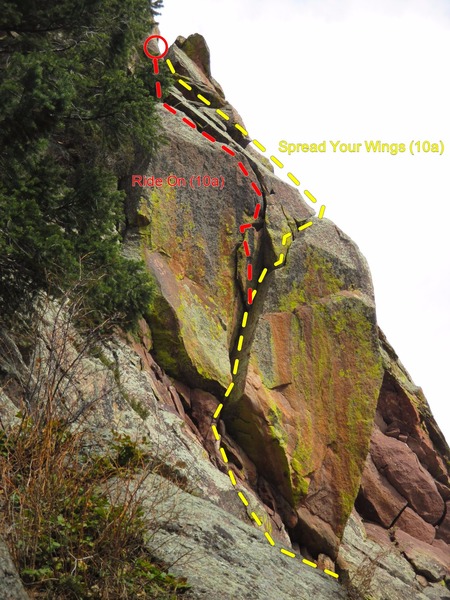 Spread Your Wings follows the right side of the crack system, whereas Ride On splits left.