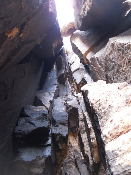 Looking up the chimney of pitch 3
