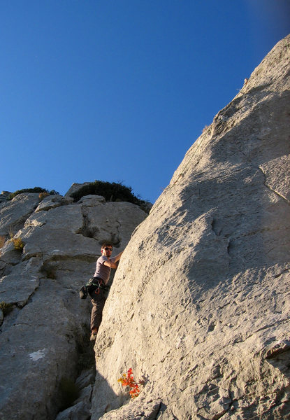 Warren Schaefer basking in the sun warming up on Kastel Stari.