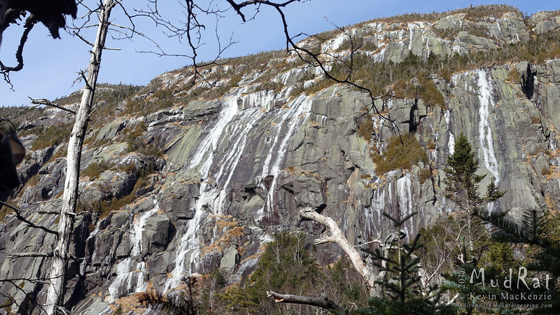 Photo from the cliffs on Mt. Haystack-the Agharta and Feline walls with thin ice in November of 2015.