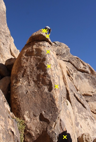 Gandy is a nice short lead (my first in Josh). Decent protection relative to other "sport" climbs in J-tree. It can be setup as TR with a 4th class scramble around the back. There is also a crack near 1st or 2nd bolt that you could add optional pro to if uncomfortable with the spacing of the bolts.