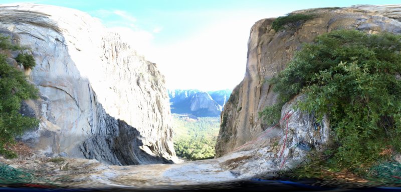Flattened Pano of final belay ledge.