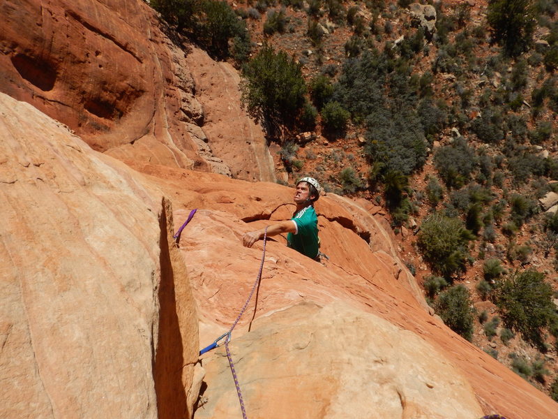 Tim about to pull the crux on P3