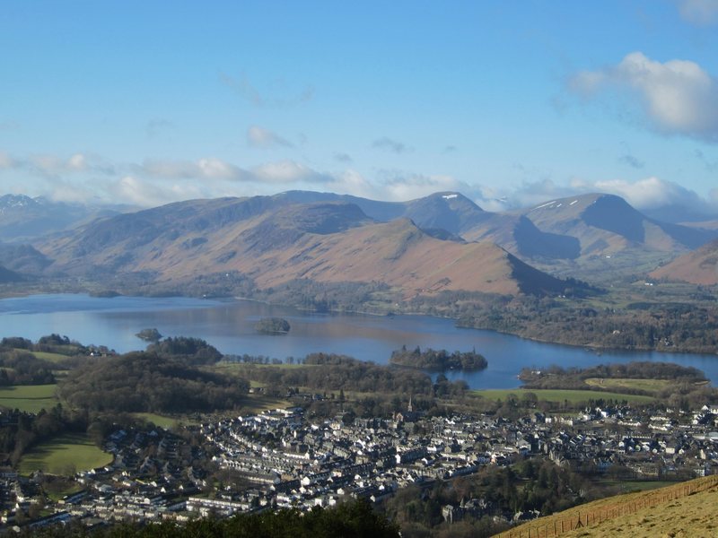 The town of Keswick at the head of the Borrowdale Valley