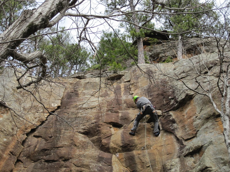 Midway through the lieback/undercling crux