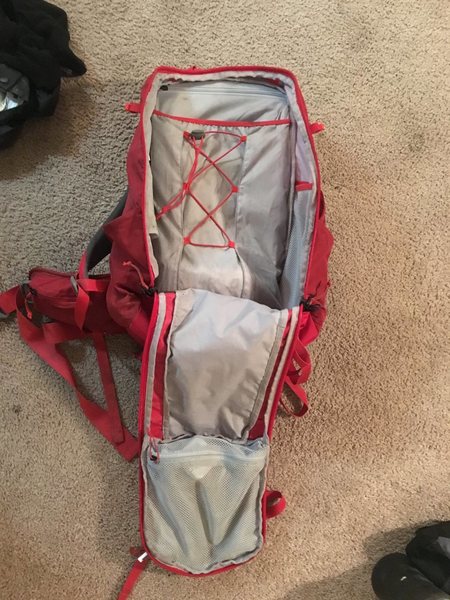 REI Trail 40L pack. This pack is in great condition. It makes a great crag pack as the entire back panel unzips for easy access to all contents inside. No major damage or tears. $50.
