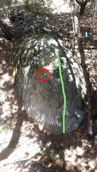 Red circle is the off hold. Green represents the route.