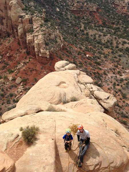 Bayes and Matt at Lunch Box Ledge while I lead pitch 4.