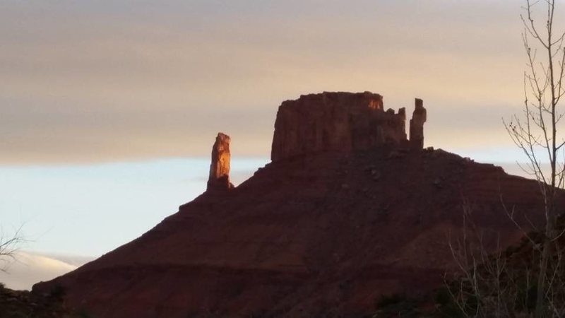 The Priest, The nuns, The Rectory, and Castleton tower around sunset. March 2016
