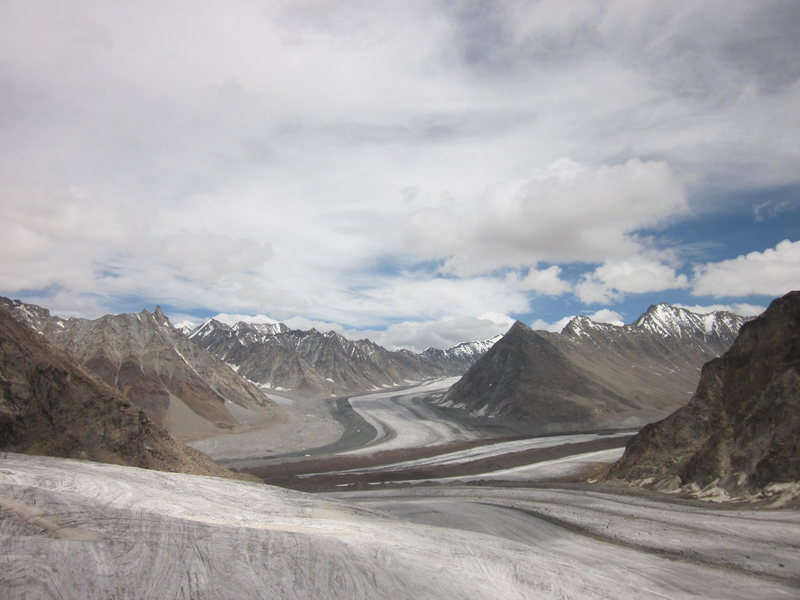 The Confluence of Bara Shigri Glacier (at middle) and Lion's Glacier (at left)