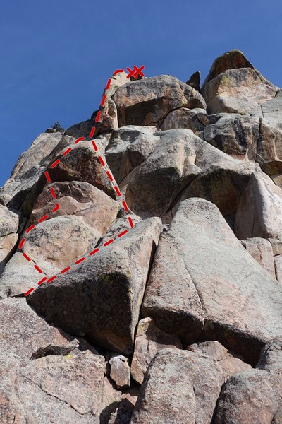Penguin Arete with Emperor, the 5.11b variation on the left, and Gentoo, the 5.10a/b variation on the right.