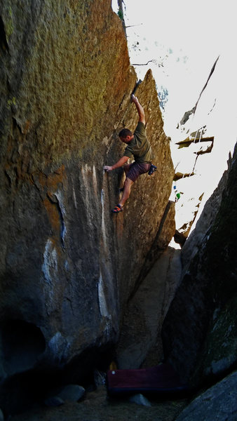 This awesome problem ends with a huge committing move over a pit. So good.
