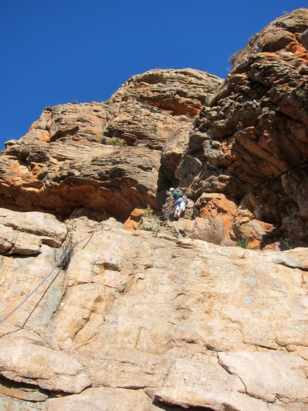 Looking up at friends on pitch 2