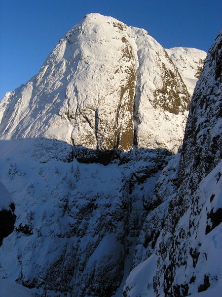 The obvious gully/chimney feature is Newman Foweraker Route