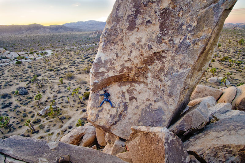 Joyce Palmese traverses the exposed slab on the classic South West Corner of Headstone.