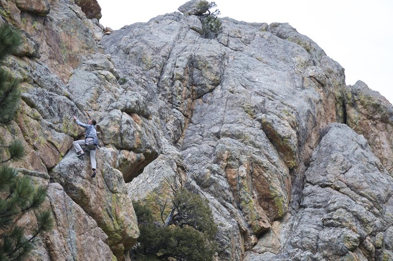 Ryan Fiore high up on the climb.
